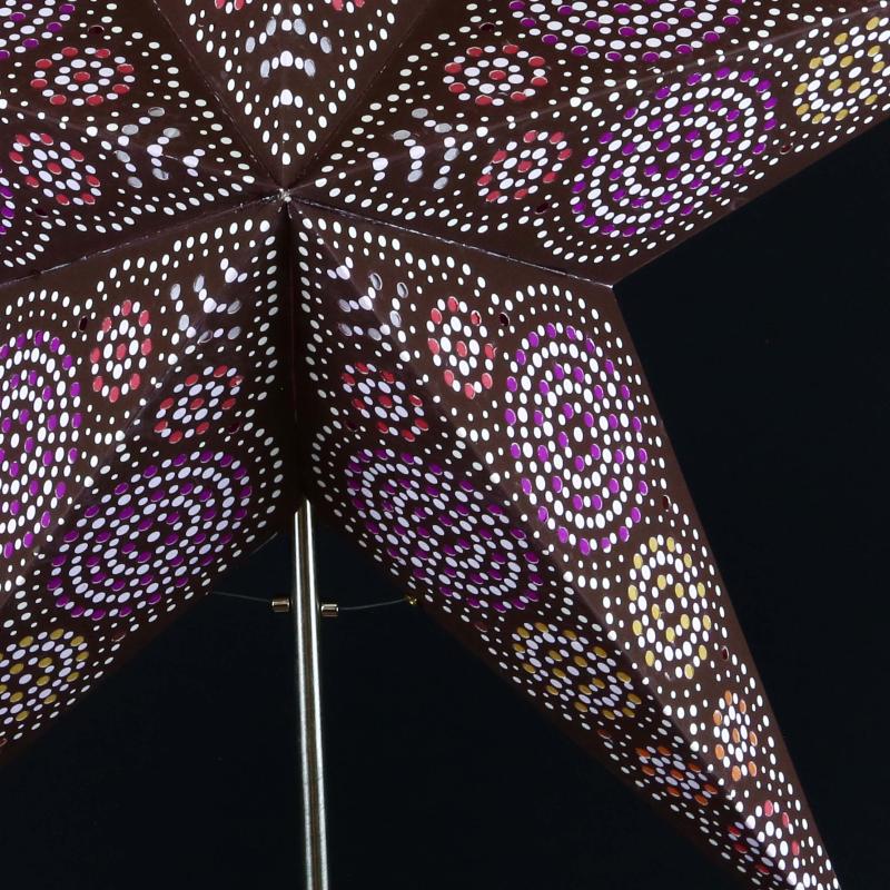 Rondo brown - Foldable glowing star, paper poinsettia with 5 points, 60 cm